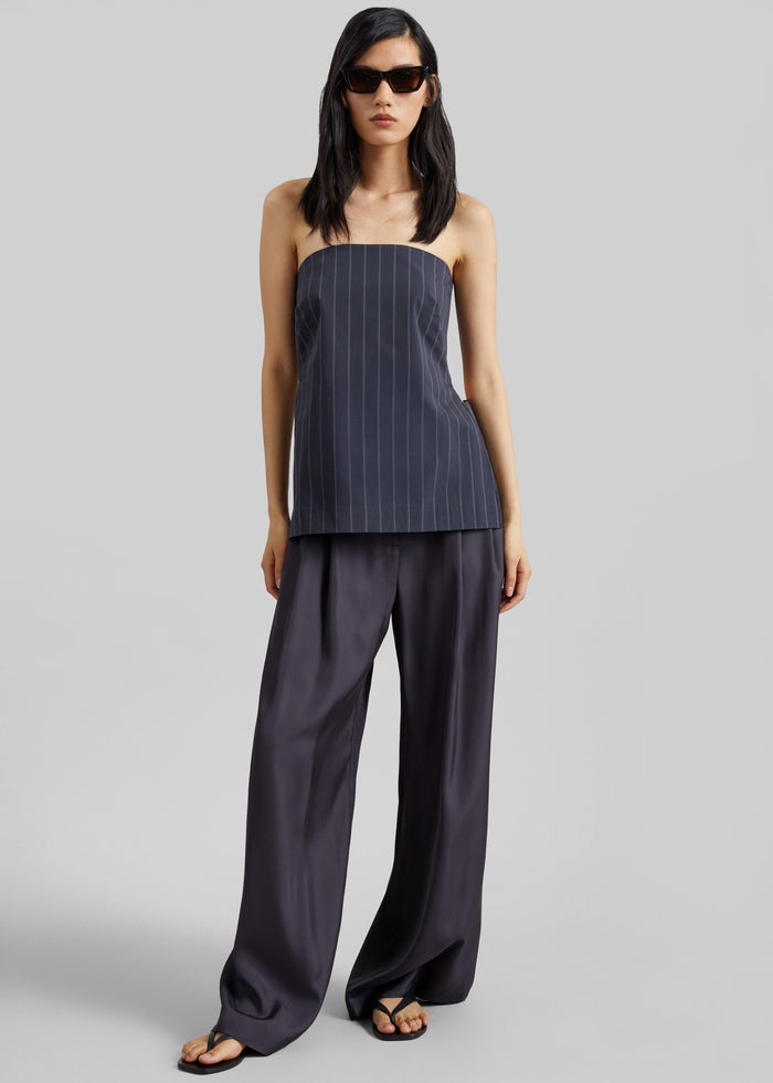 St. Agni Strapless Rouleau Tie Top - Ink Stripe