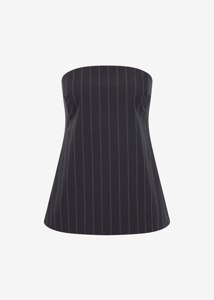 St. Agni Strapless Rouleau Tie Top - Ink Stripe