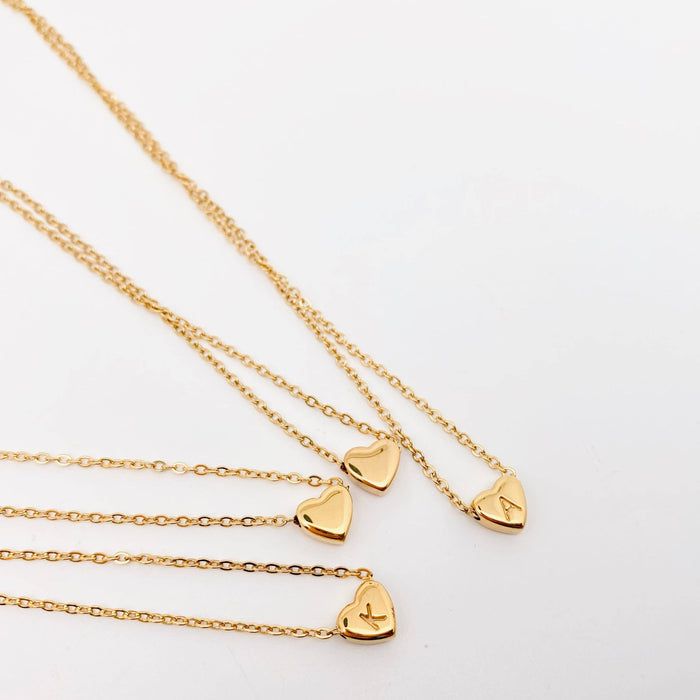 Stainless Steel Heart-shaped Alphabet Pendant Necklace: R (including chain)