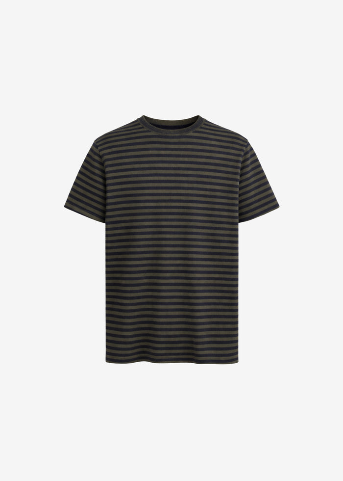 Stanmore Knit T-Shirt - Green/Blue Stripe