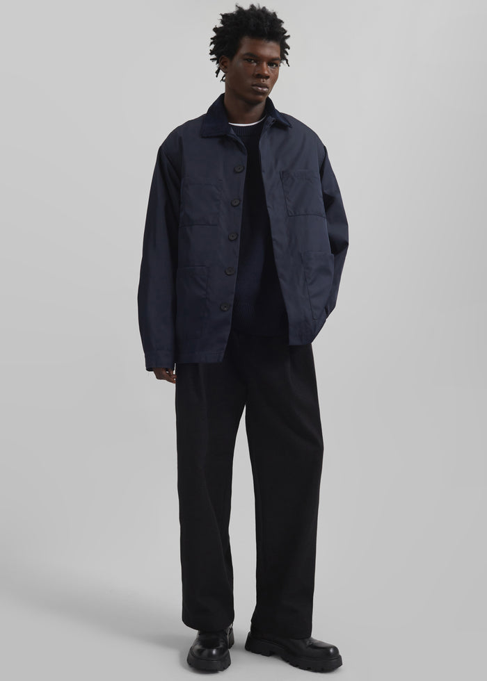 Stephen Pleated Denim Trousers - Black