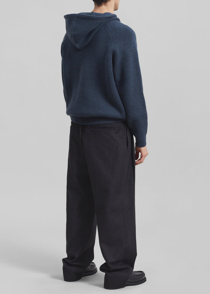 Stephen Pleated Denim Trousers - Black