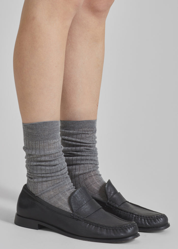 Sulza Thin Ribbed Socks - Grey