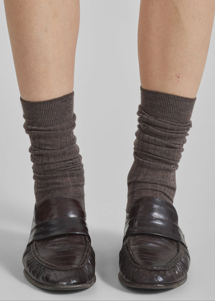 Sulza Thin Ribbed Socks - Taupe