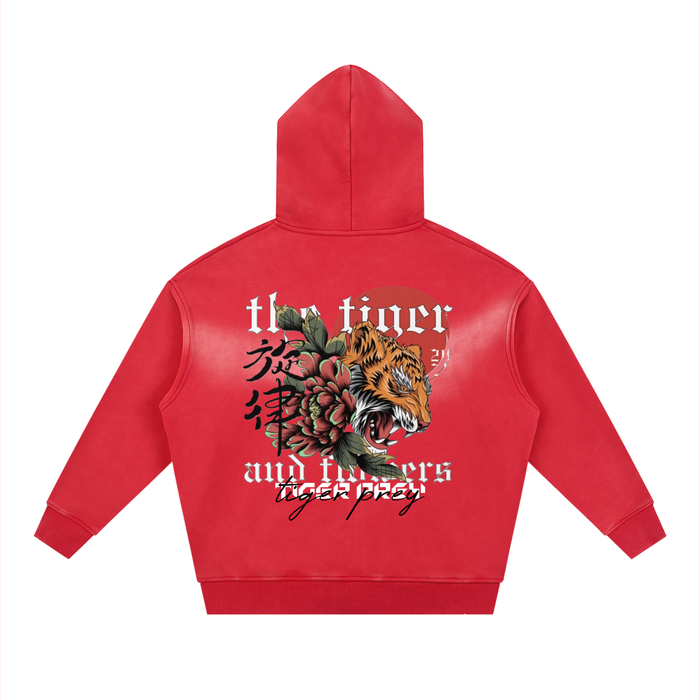 Sunfade Tiger prey Two-way Zipper Boxy Fleece Hoodie