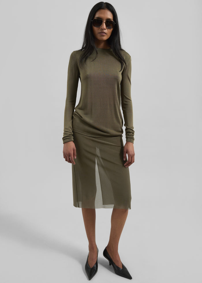 Suva Sheer Skirt - Khaki
