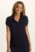 Wearables Swain Satin Stripe Short-Sleeve Button-Up
