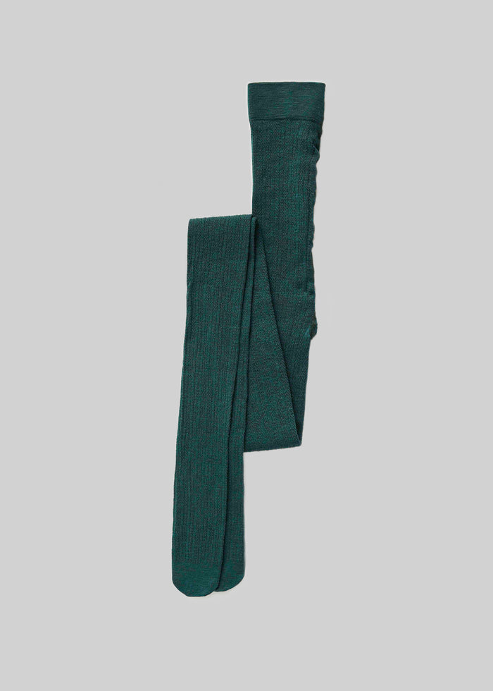 Swedish Stockings Ylva Fishbone Wool Tights - Dark Green