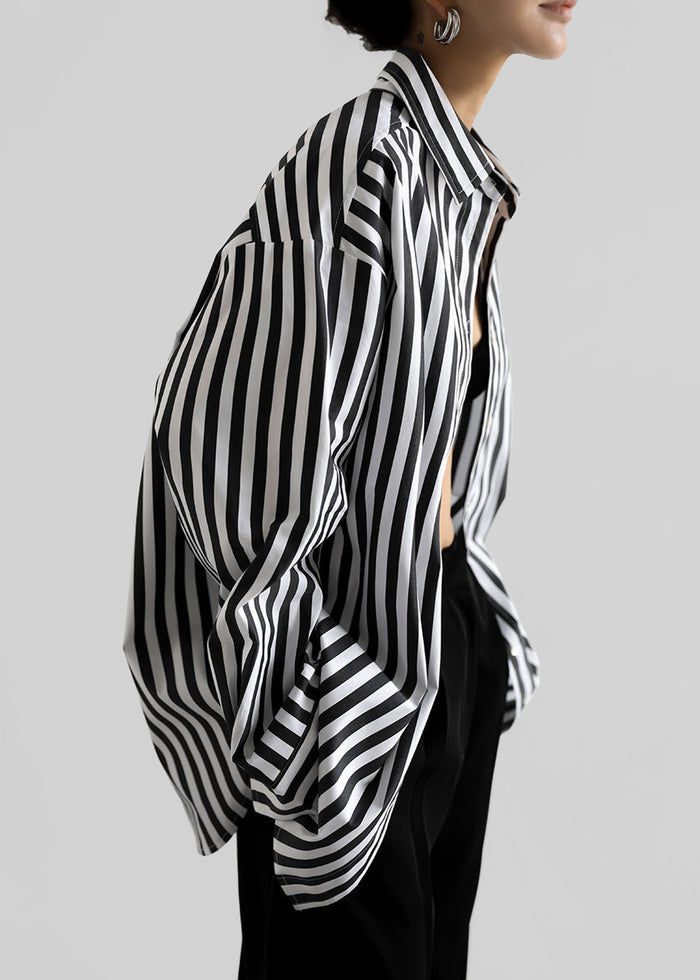 Sylvia Oxford Shirt - Black/White Stripe