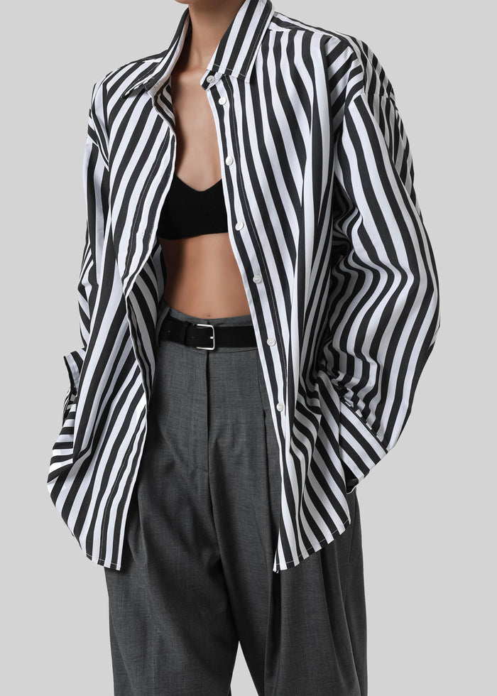 Sylvia Oxford Shirt - Black/White Stripe