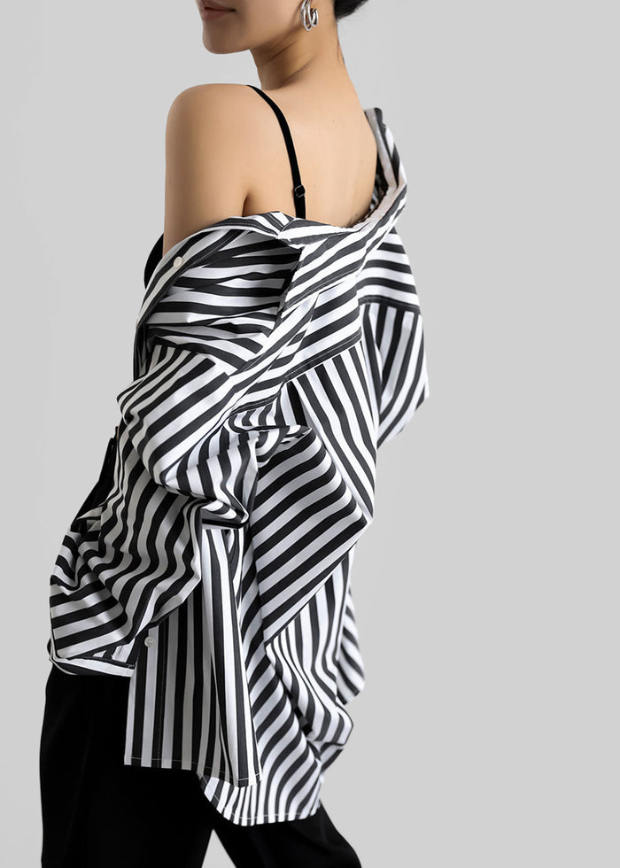 Sylvia Oxford Shirt - Black/White Stripe