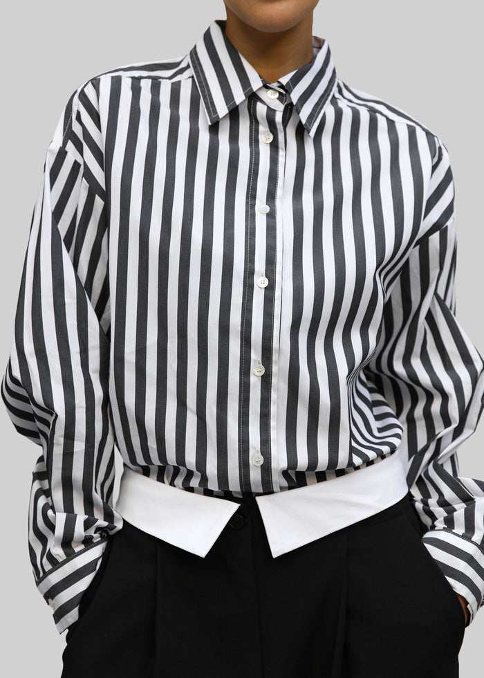 Sylvia Oxford Shirt - Black/White Stripe