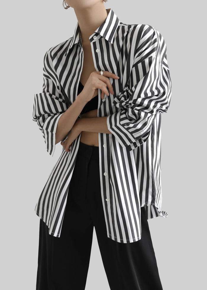 Sylvia Oxford Shirt - Black/White Stripe