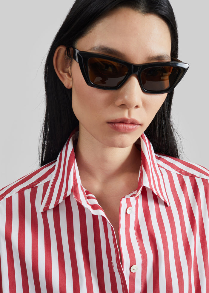 Sylvia Oxford Shirt - White/Red Stripe