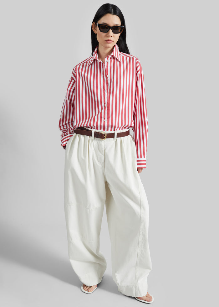Sylvia Oxford Shirt - White/Red Stripe
