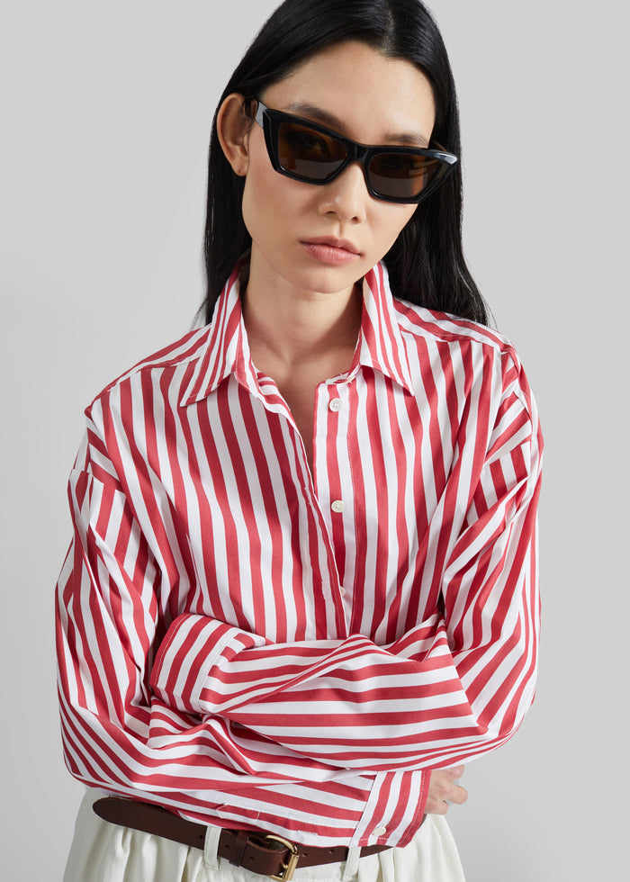 Sylvia Oxford Shirt - White/Red Stripe