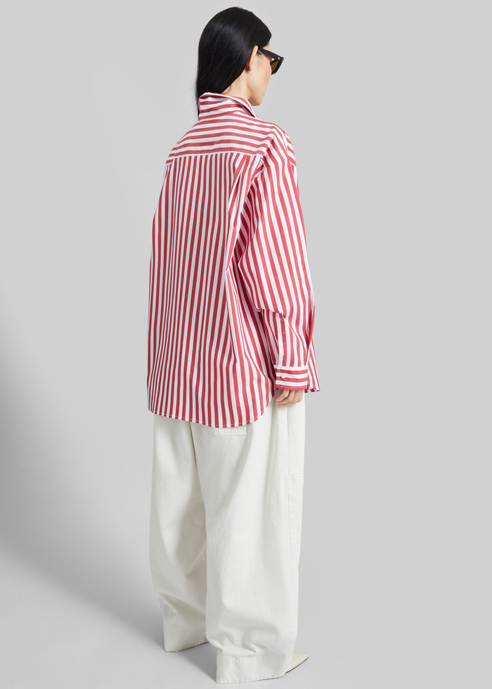Sylvia Oxford Shirt - White/Red Stripe