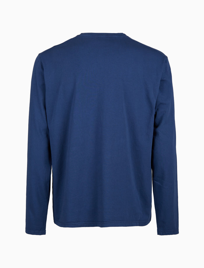 T-shirt maniche lunghe uomo cotone blu tinto capo e taschino pile multicolor - Gallo 1927 - Official Online Shop