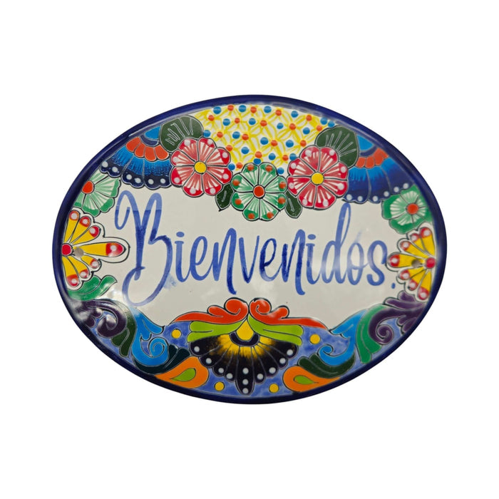 Talavera Bienvenidos Plaque | Hand-Painted Mexican Welcome Sign