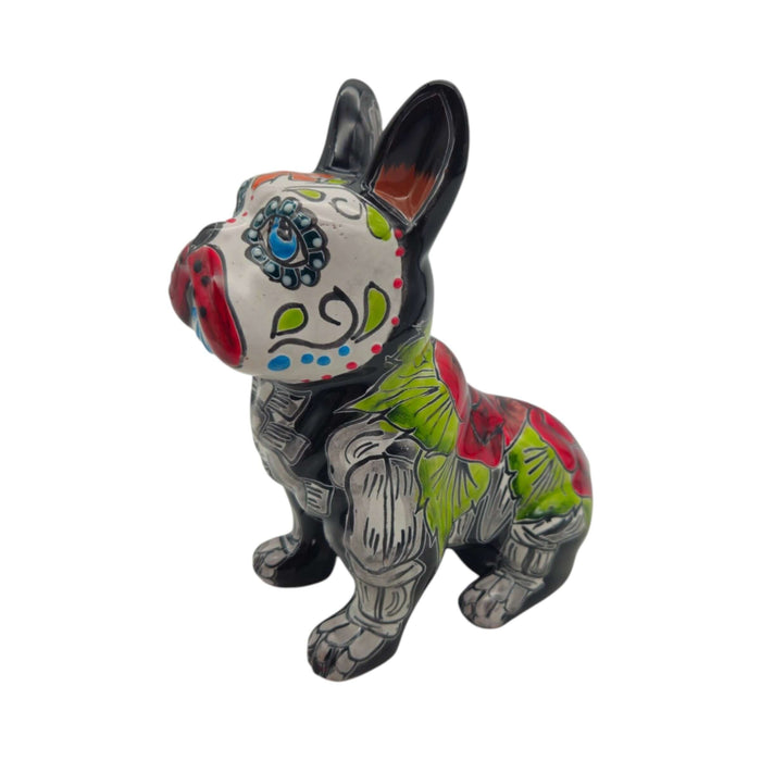 Talavera French Bulldog Statue | Day of the Dead Design