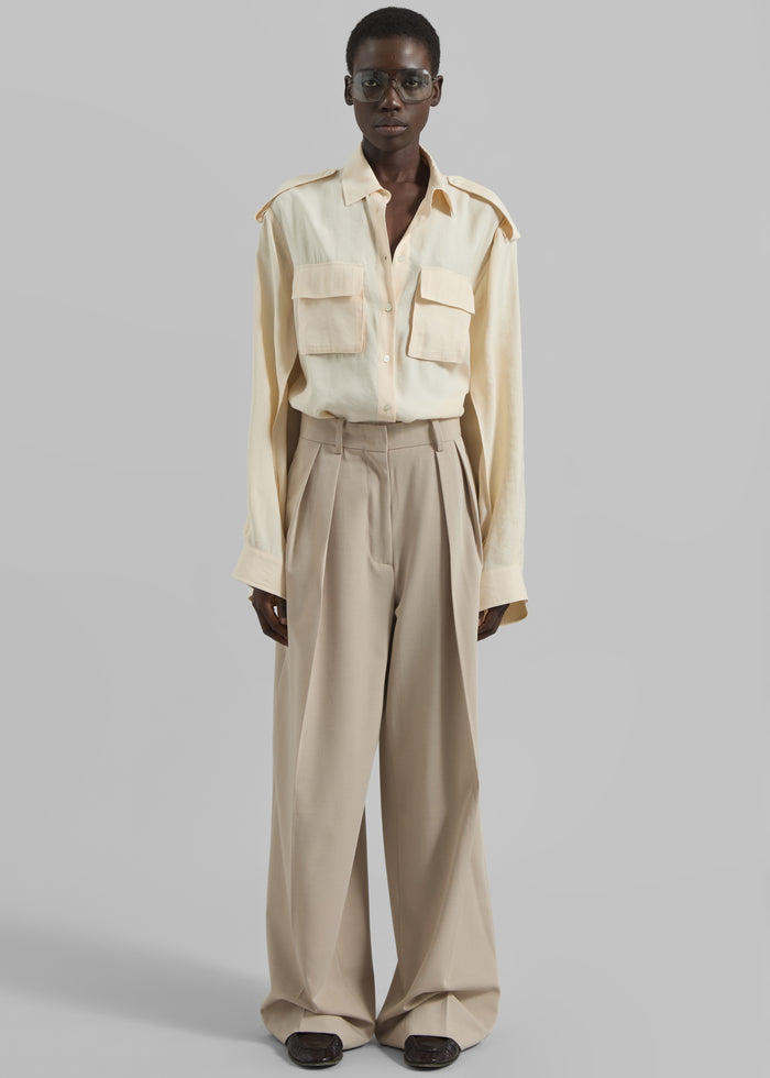Tansy Pleated Trousers - Beige