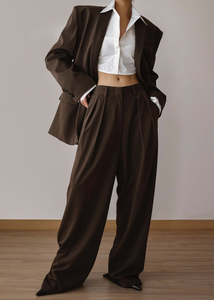 Tansy Pleated Trousers - Chocolate Pants The Frankie Shop