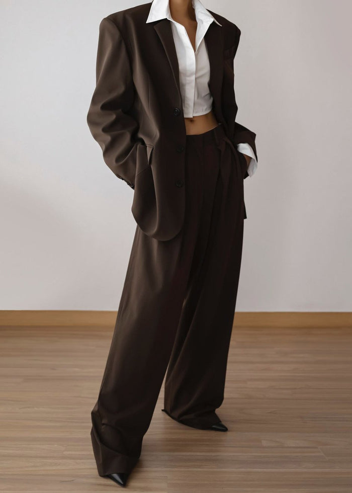 Tansy Pleated Trousers - Chocolate Pants The Frankie Shop