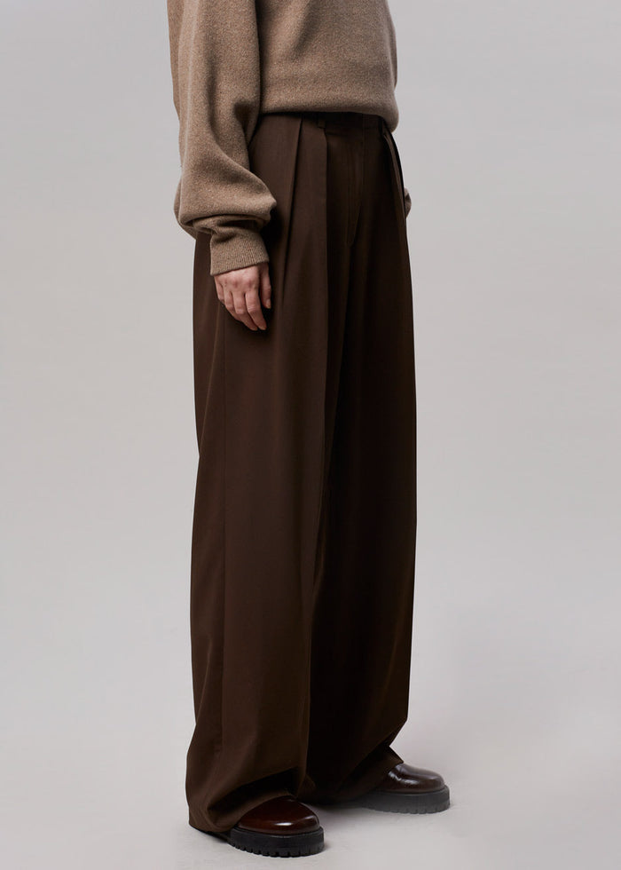 Tansy Pleated Trousers - Chocolate Pants The Frankie Shop