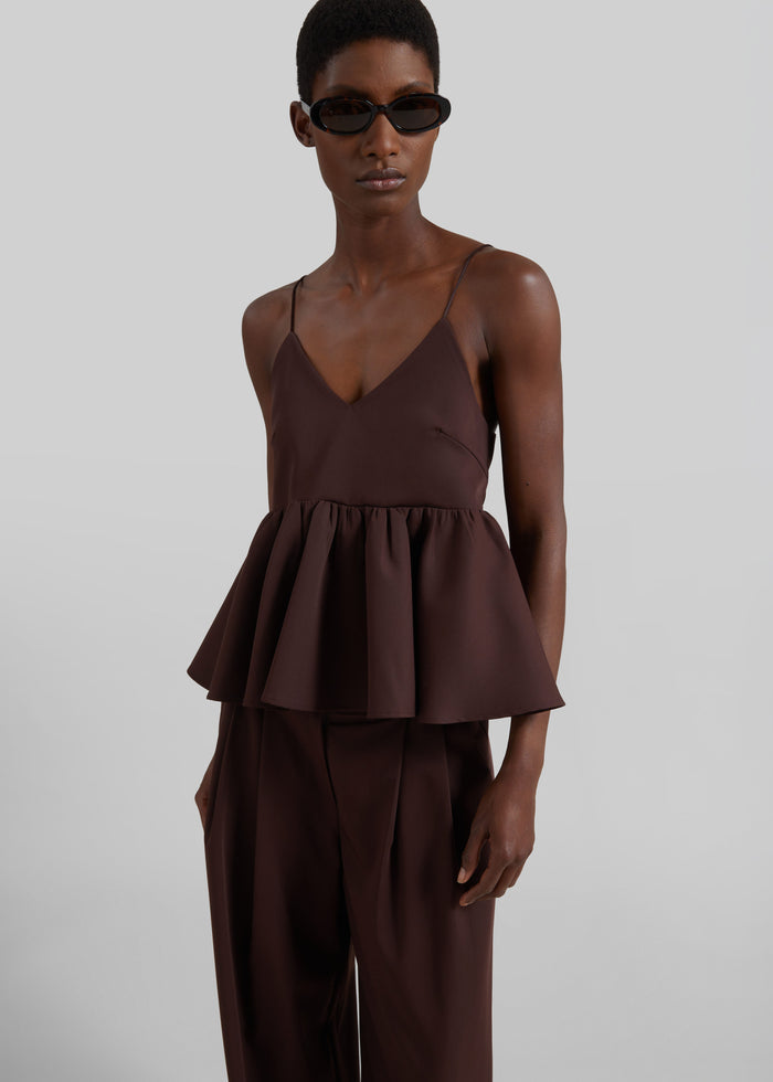 Taormina Peplum Top - Chocolate