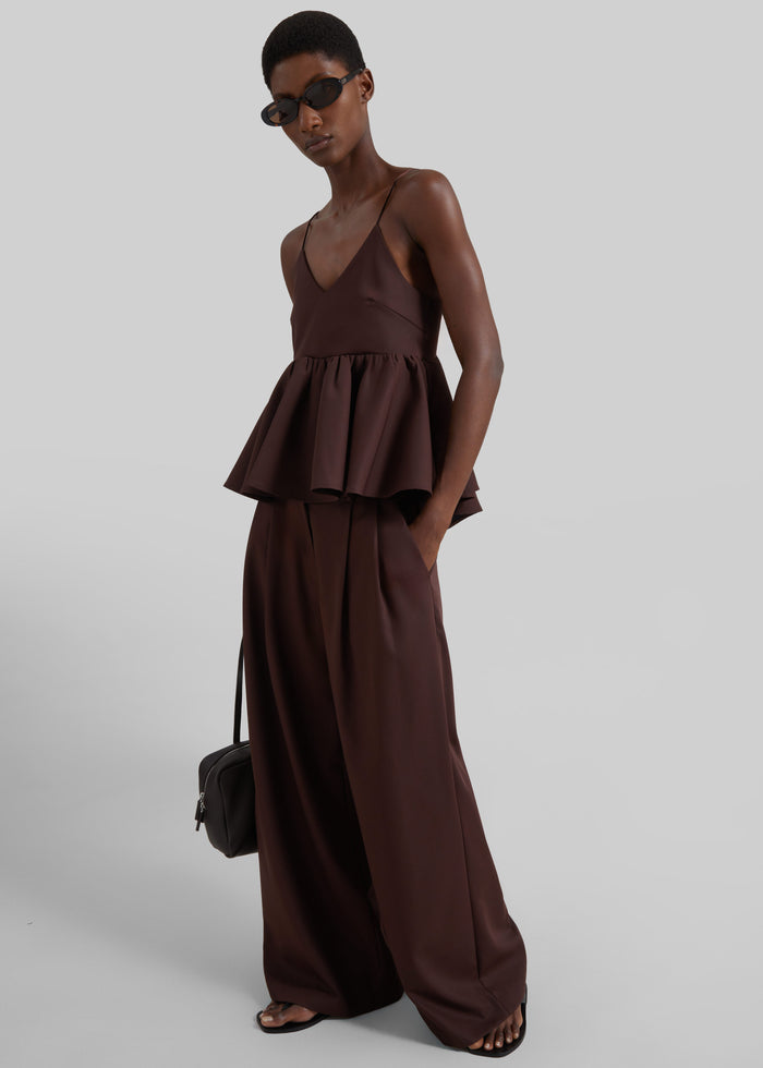Taormina Peplum Top - Chocolate