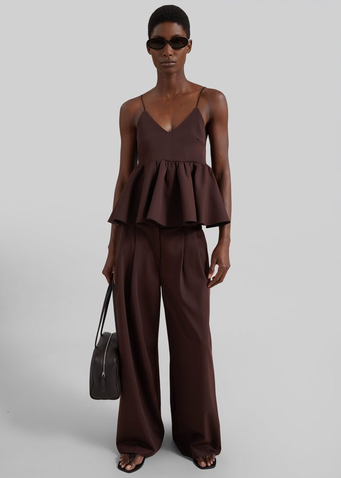 Taormina Peplum Top - Chocolate