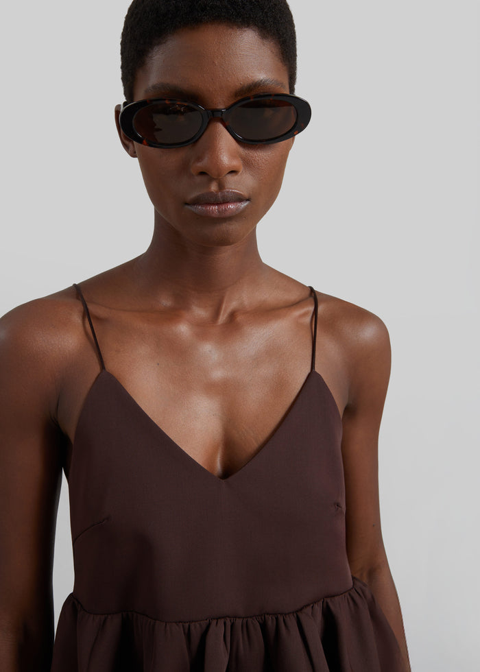 Taormina Peplum Top - Chocolate