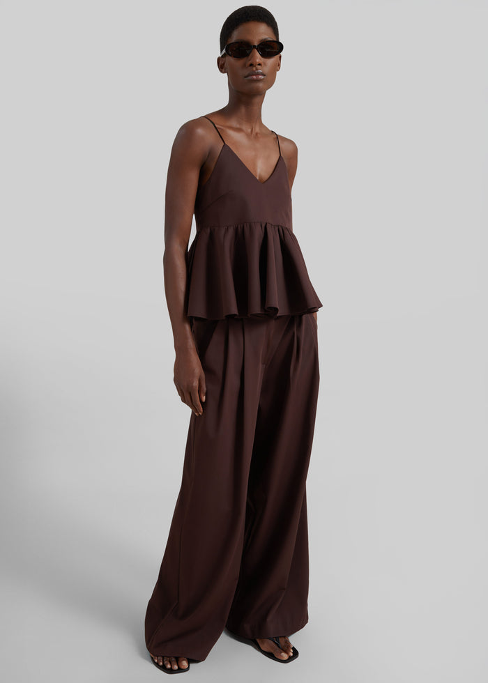 Taormina Peplum Top - Chocolate