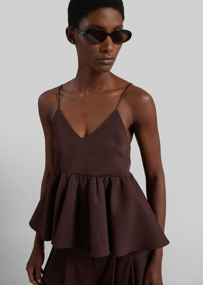 Taormina Peplum Top - Chocolate