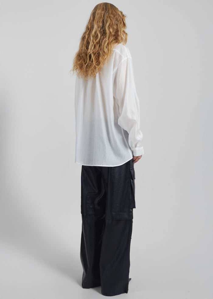 Tarra Tie-Front Sheer Shirt - White