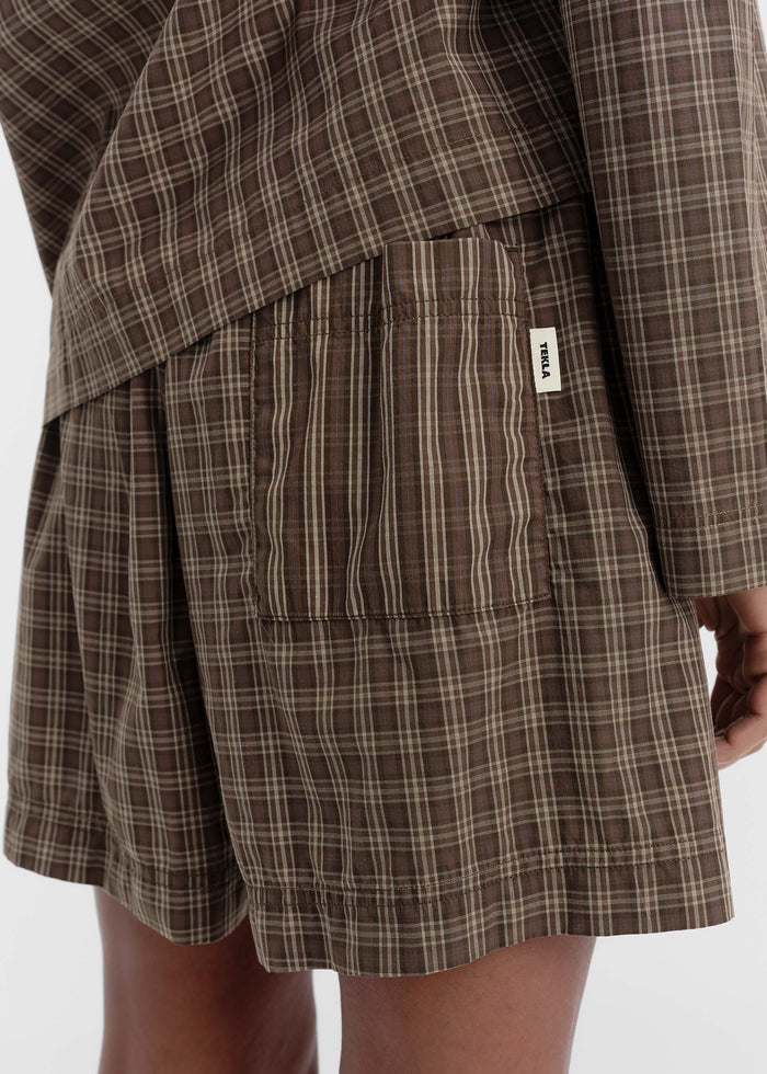 Tekla Fine Twill Shorts - Serra Checks