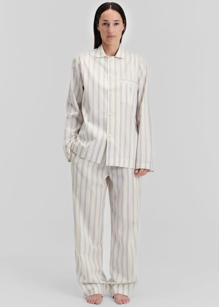 Tekla Poplin Pyjama Pants - Needle Stripes