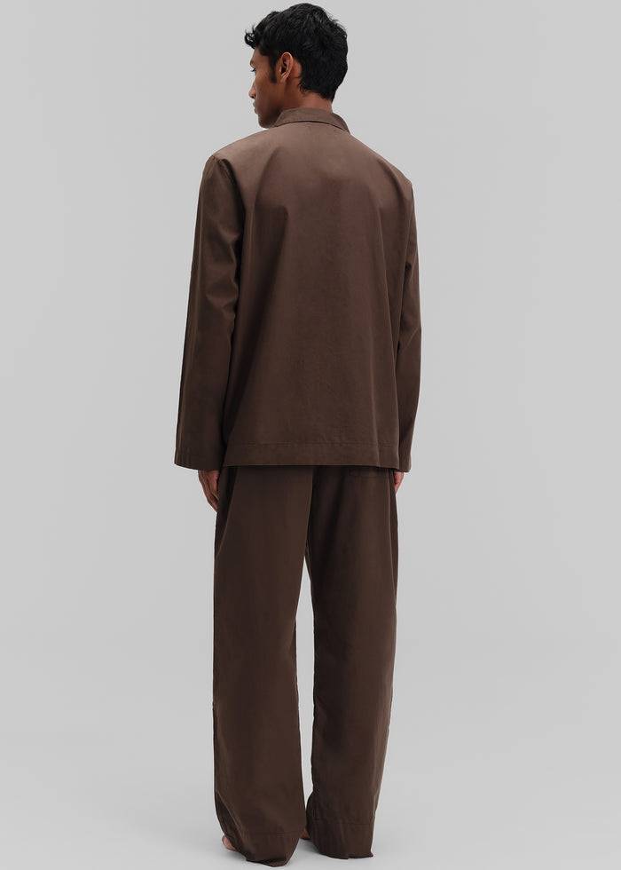 Tekla Poplin Pyjama Shirt - Coffee