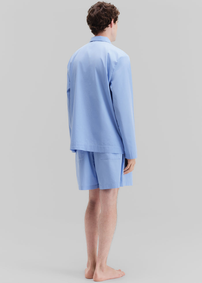 Tekla Poplin Pyjama Shirt - Cornflower Blue