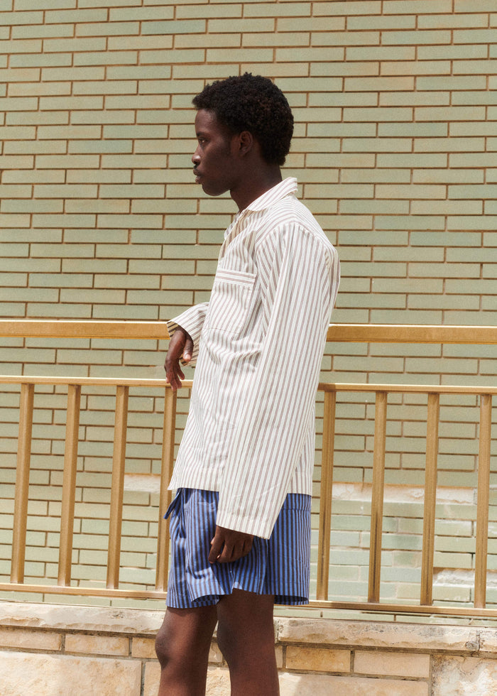 Tekla Poplin Pyjama Shirt - Hopper Stripes
