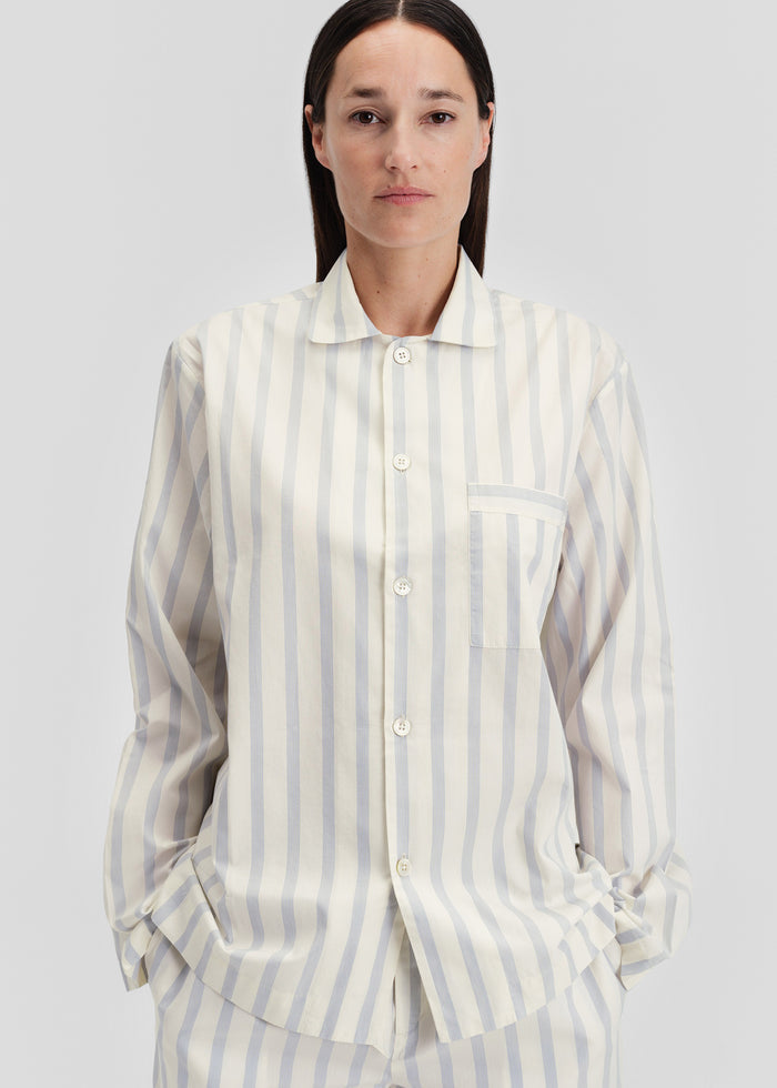 Tekla Poplin Pyjama Shirt - Needle Stripes