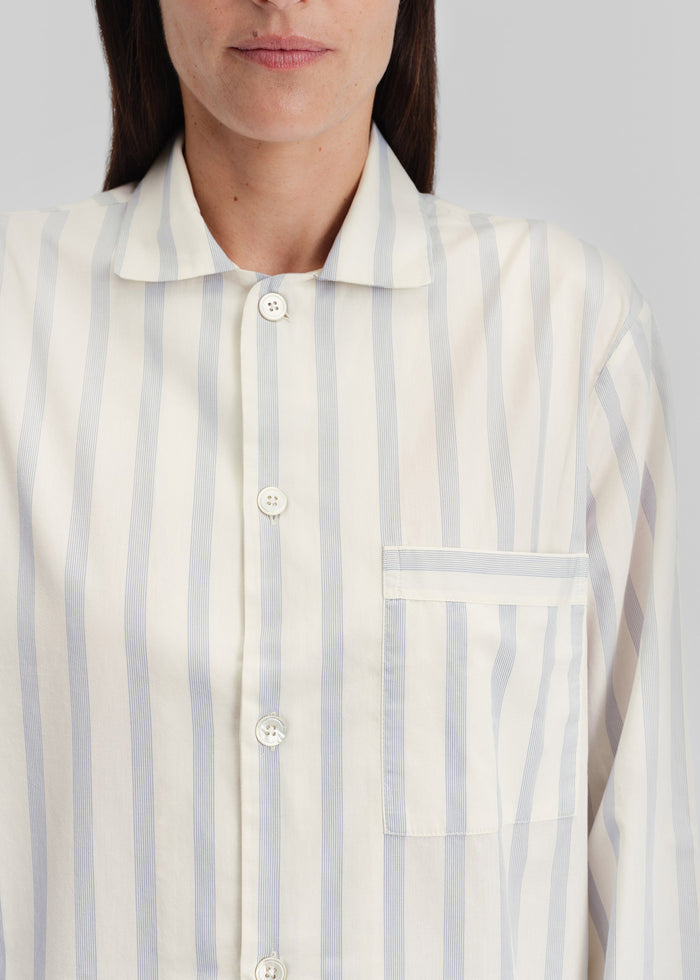 Tekla Poplin Pyjama Shirt - Needle Stripes