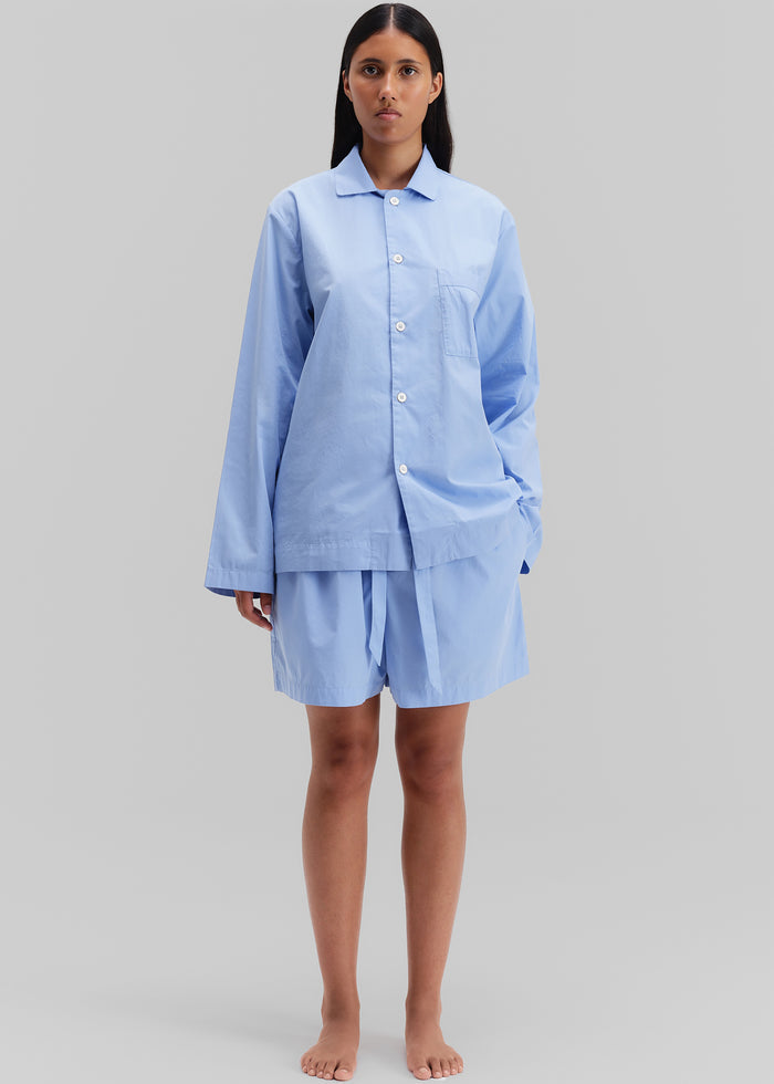 Tekla Poplin Pyjama Shorts - Cornflower Blue