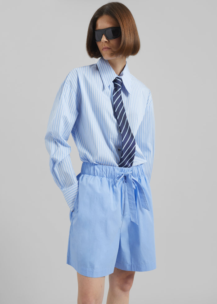 Tekla Poplin Pyjama Shorts - Cornflower Blue