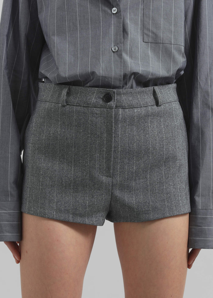 Tenby Striped Hot Pants - Grey Melange