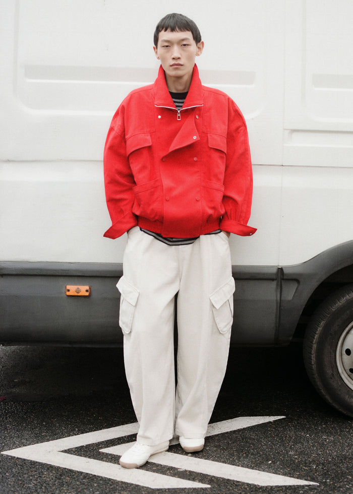 Terence Curved Cargo Pants - Light Beige