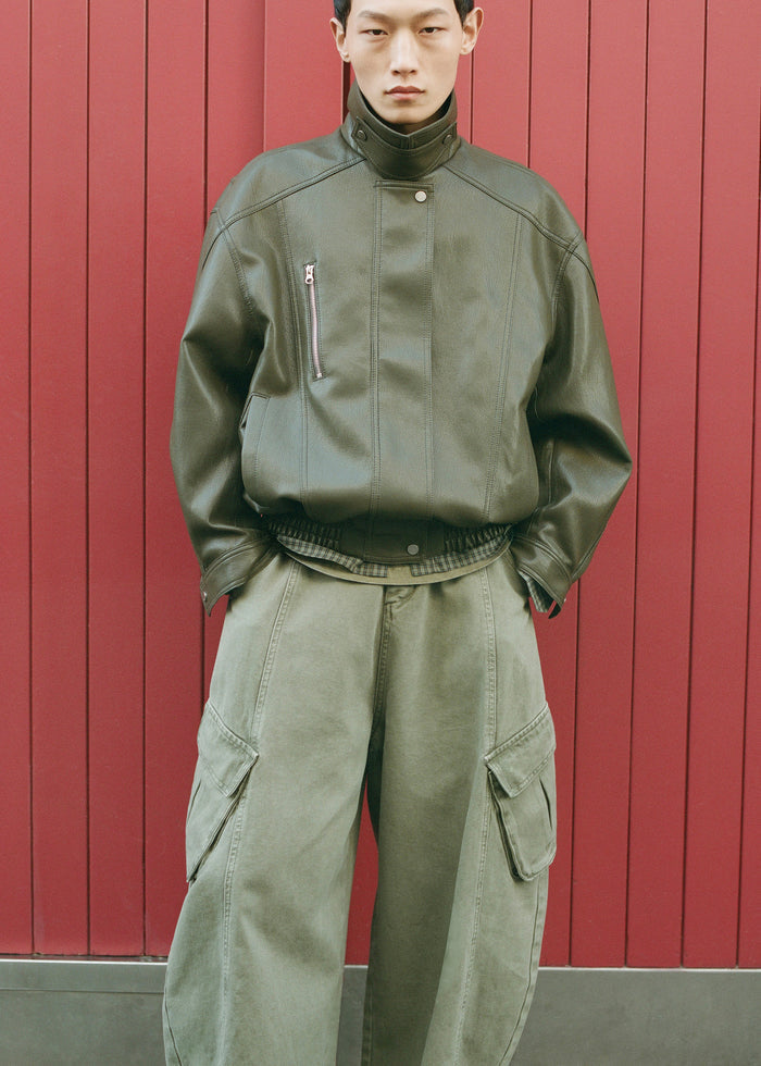Terence Curved Cargo Pants - Pale Olive