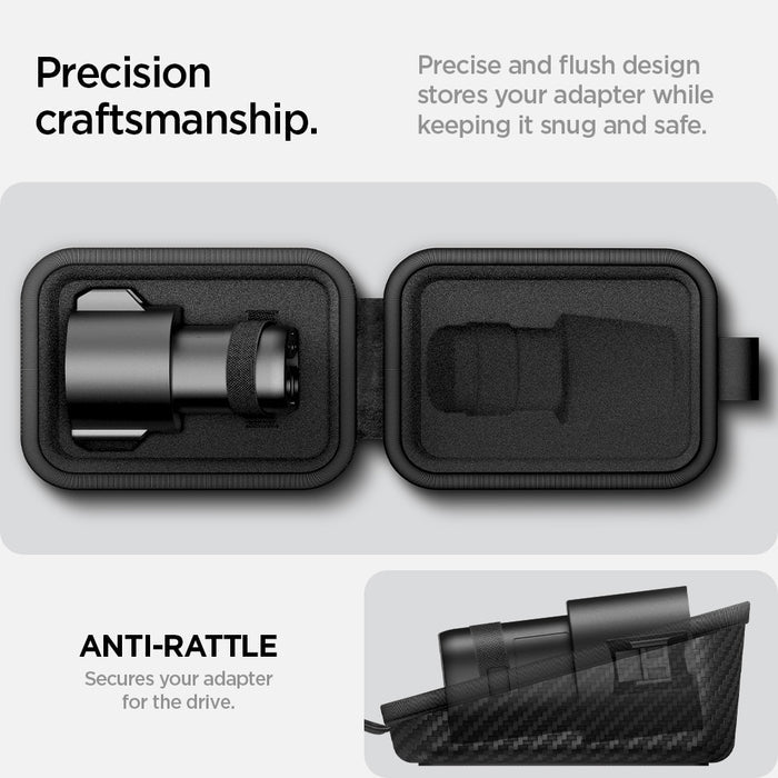 ACS09016 - Tesla SAE J1772 Charging Adapter Case TO254 in Black showing the precise craftsmanship, precise and flush design stores your adapter while keeping it snug and safe, anti-rattle secures your adapter for the drive