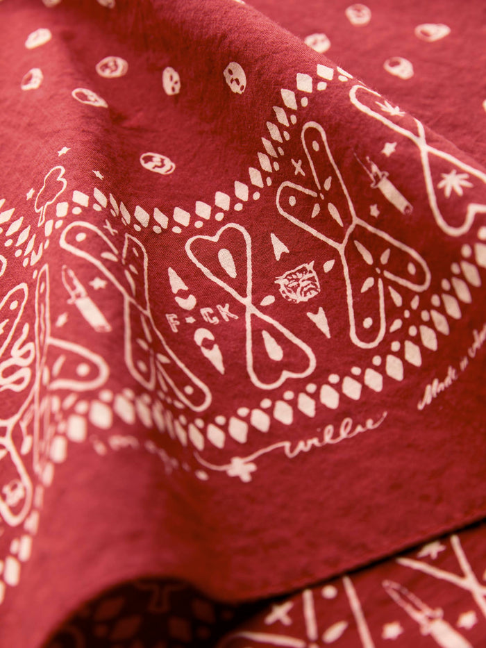 Dark Red the "muerte" bandana in red