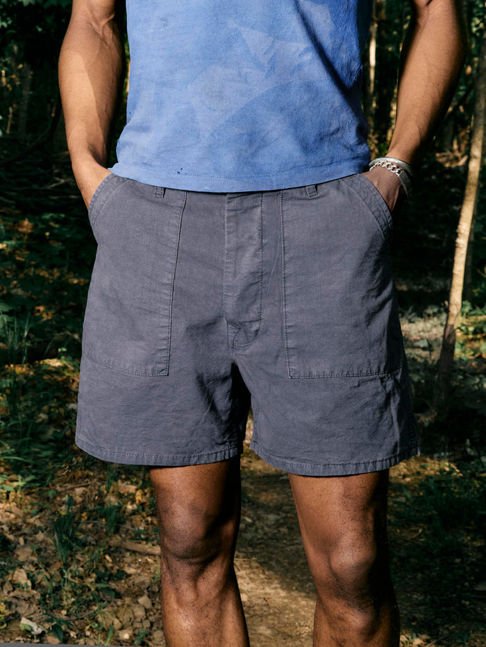Black the ripstop fatigue short in sunfaded navy